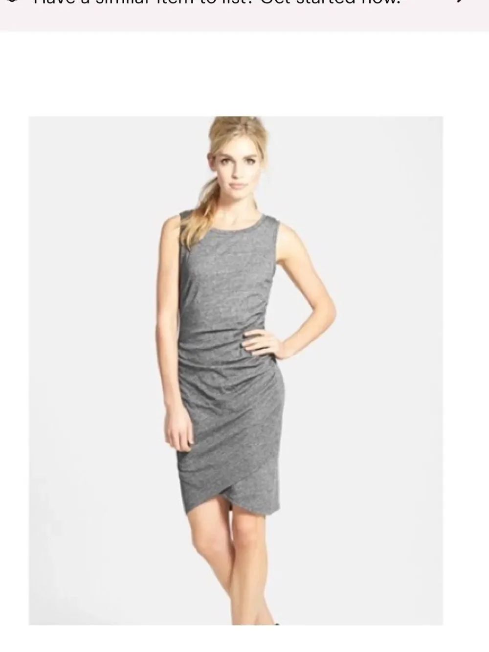Leith Sleeveless Gray Ruched Sheath Dress